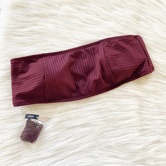 Abercrombie & Fitch Other - NEW Abercrombie Ribbed Burgundy Bandeau Bikini Top